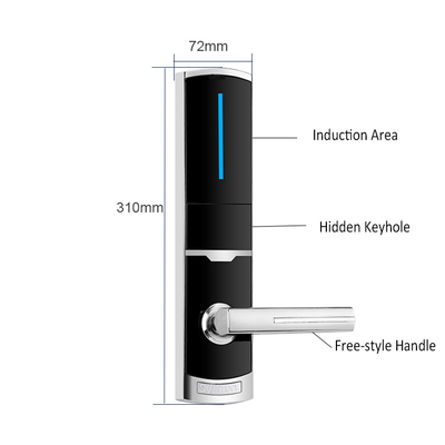 310*72mm Zink Alloy Hotel Electronic Smart Door Locks z kartą RFID i kluczem mechanicznym