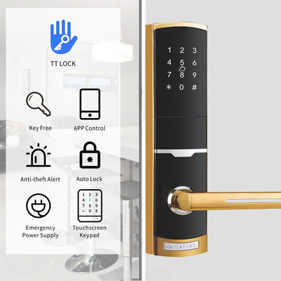 Złoty kolor zdalnie sterowany Smart Keypad Door Lock z aplikacją TTlock Card Key