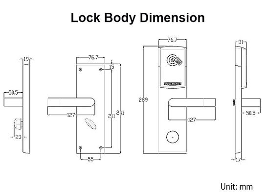 Nierdzewna stal CE FCC Card Hotel Keyless Digital Door Lock z przełącznikiem energooszczędnym